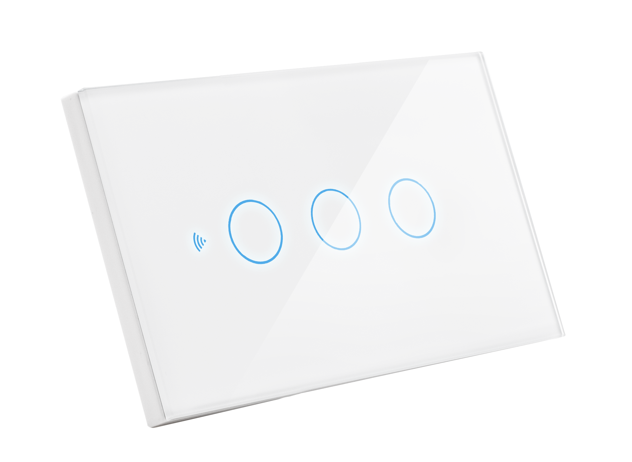 Interruttore Smart Home a 3 posizioni Touch WiFi Bianco LKM-SMSWT03W LKM  Security Cristallo Temperato Controllo a Led